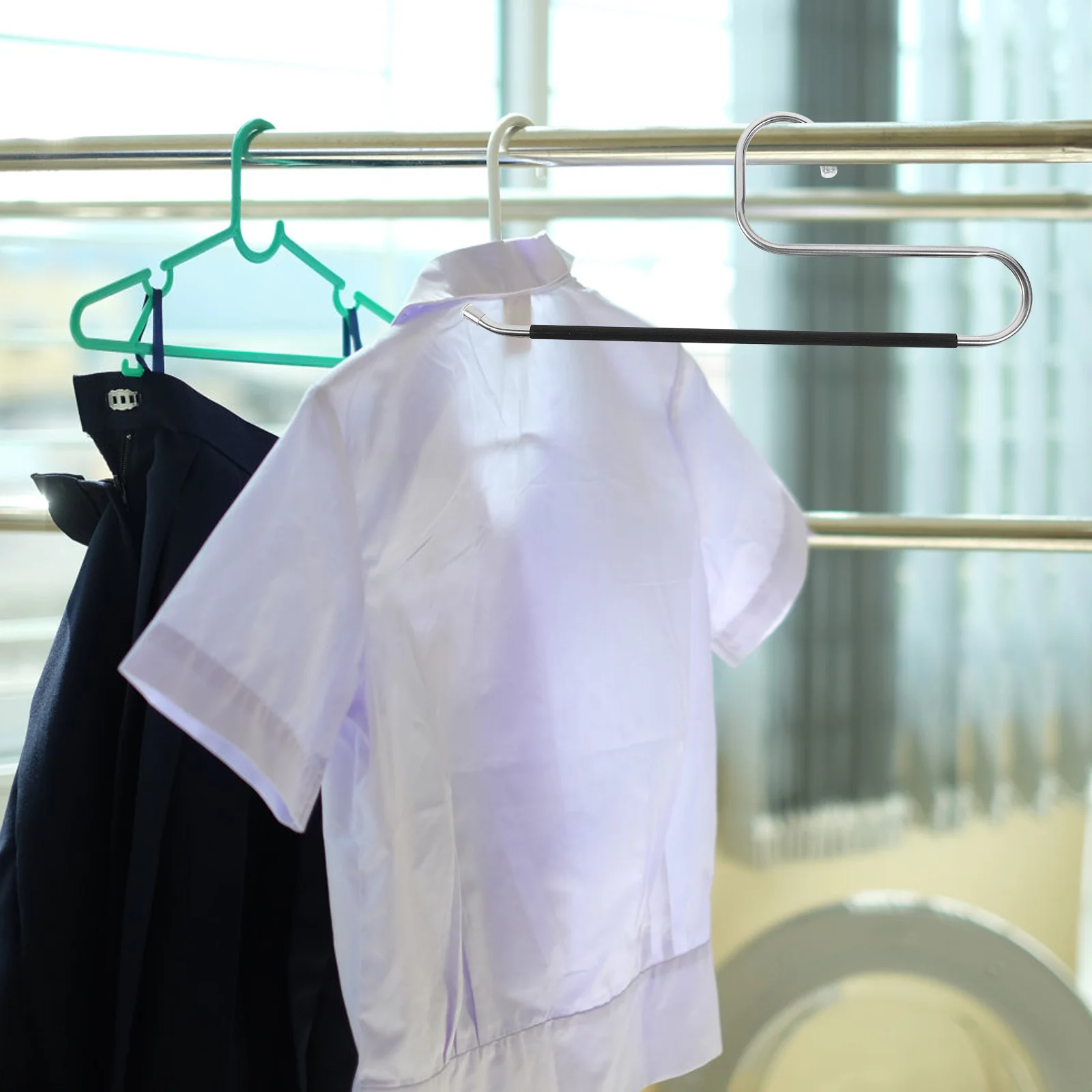 6Pcs Heavy Duty Trouser Hangers Stainless Steel Structure PVC Surface Anti-Slip Open Ended for Jeans Pants Scarves Ties Wardrobe
6Pcs Heavy Duty Trouser Hangers Stainless Steel Structure PVC Surface Anti-Slip Open Ended for Jeans Pants Scarves Ties Wardrobe