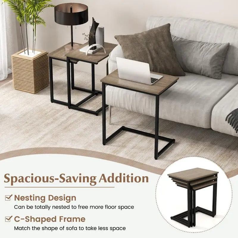 3 Pieces Multifunctional Coffee End Table Set-Oak
3 Pieces Multifunctional Coffee End Table Set-Oak