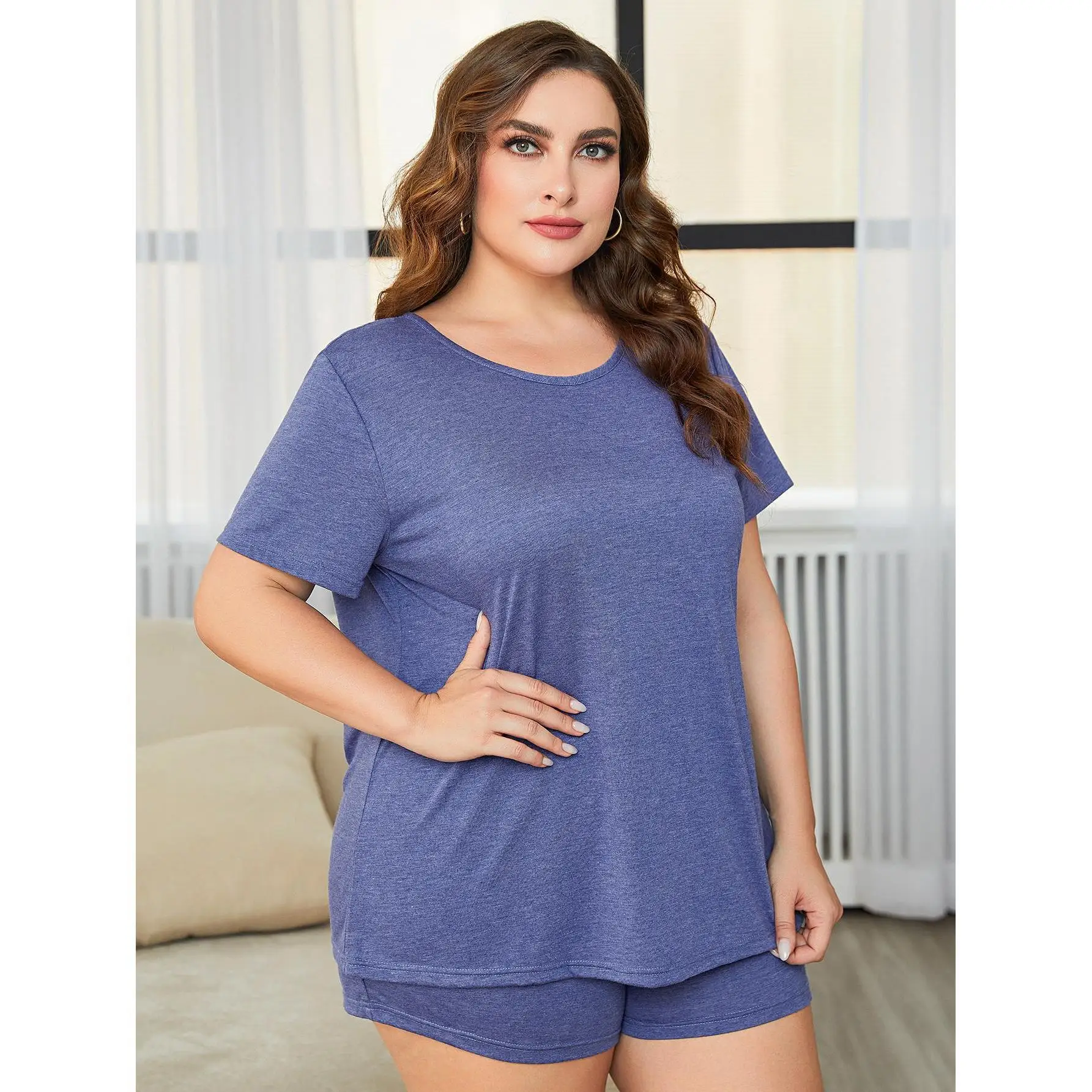 Plus size pajamas women's summer 100 kg fat mm loose leisure 5XL short-sleeved shorts two-piece home service
Plus size pajamas women's summer 100 kg fat mm loose leisure 5XL short-sleeved shorts two-piece home service