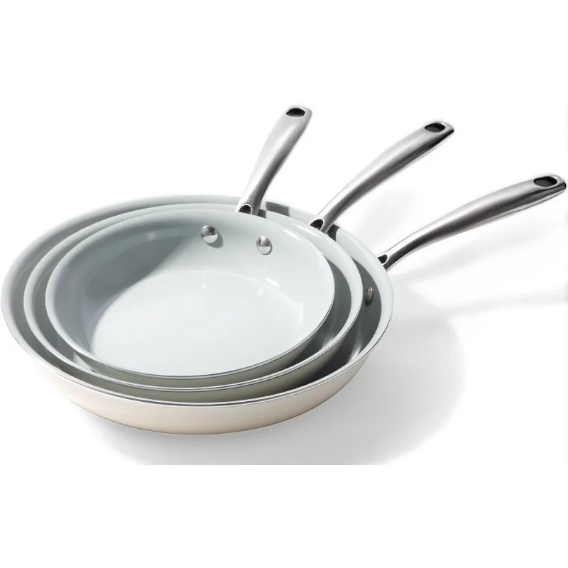 Cookware Ceramic Nonstick Frying Pans: 3Pieces Non Stick Skillet 8 9.5 11 Inches - Healthy Egg Fry Pans - Free of PTFE,PFOA,PFAS
Cookware Ceramic Nonstick Frying Pans: 3Pieces Non Stick Skillet 8 9.5 11 Inches - Healthy Egg Fry Pans - Free of PTFE,PFOA,PFAS