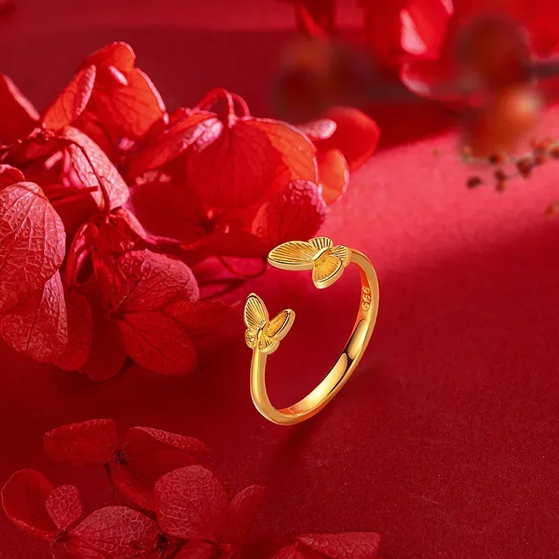 9999 Real Gold 24K Niche Premium Super Fairy Double Butterfly Ring Gold Fashion Butterfly Live Ring
9999 Real Gold 24K Niche Premium Super Fairy Double Butterfly Ring Gold Fashion Butterfly Live Ring