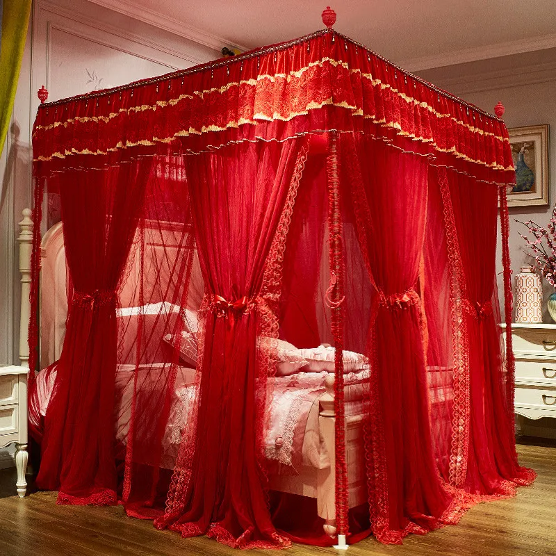 Light luxury European style fun feeling stainless steel bracket encryption double layer red mosquito net
Light luxury European style fun feeling stainless steel bracket encryption double layer red mosquito net