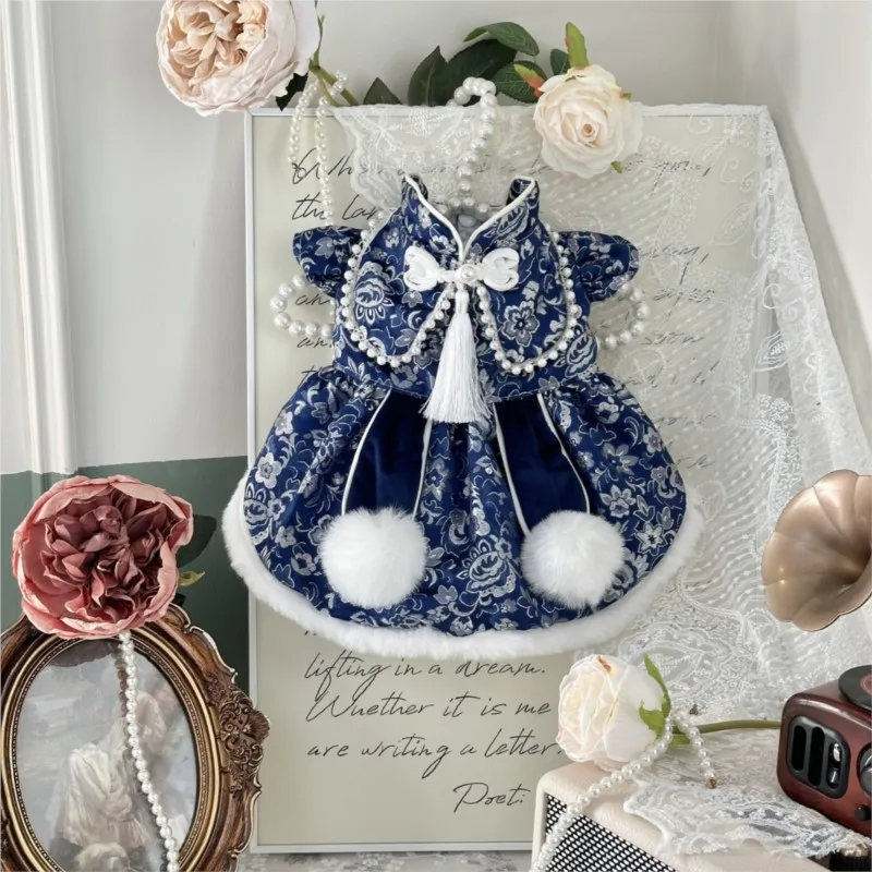 2026 Pet New Chinese Blue Embroidered Skirt Pet Dog Short Sleeve Chinese Skirt Simple Pet Dog/Cat Clothes Pet Accessories LJ485
2026 Pet New Chinese Blue Embroidered Skirt Pet Dog Short Sleeve Chinese Skirt Simple Pet Dog/Cat Clothes Pet Accessories LJ485