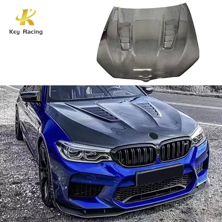 G30 F90 M5 Капот двигателя из углеродного волокна в стиле MBJ Передняя крышка капота двигателя для BMW 5 серии G30 F90 M5 
G30 F90 M5 Капот двигателя из углеродного волокна в стиле MBJ Передняя крышка капота двигателя для BMW 5 серии G30 F90 M5