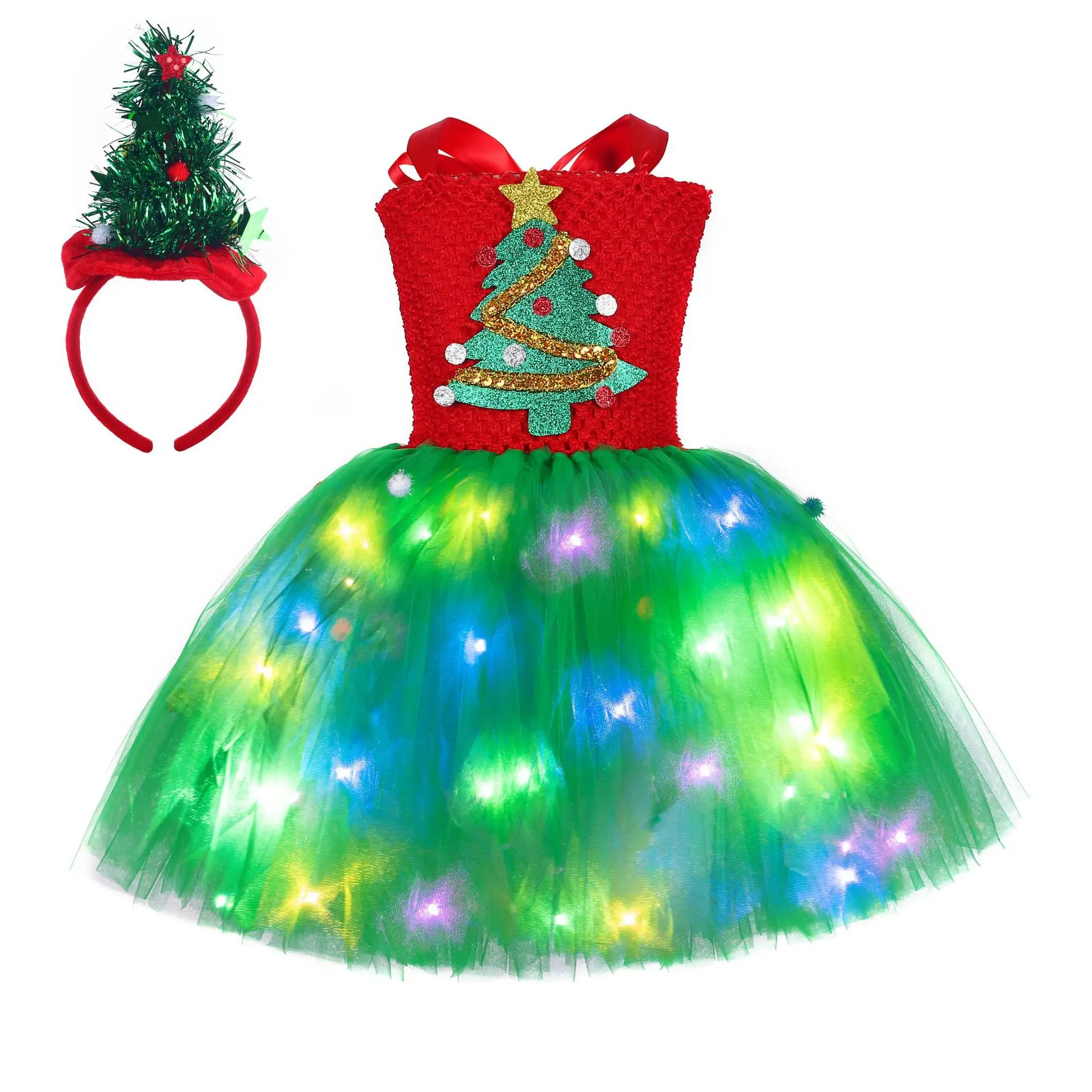 Kids Christmas Cosplay Dress Led Christmas Tree Skirt Girls' Dress Set Luminous Tutu Skirt Girls Stage Performance Clothing
Kids Christmas Cosplay Dress Led Christmas Tree Skirt Girls' Dress Set Luminous Tutu Skirt Girls Stage Performance Clothing