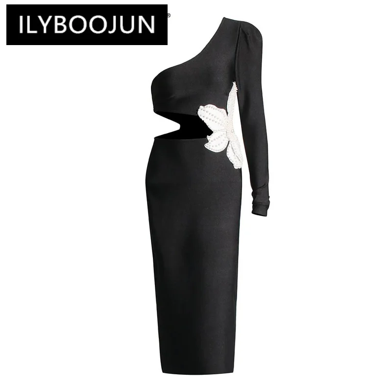 ILYBOOJUN, однотонное лоскутное платье с жемчужной аппликацией, женское платье с диагональным воротником на одно плечо и высокой талией
ILYBOOJUN, однотонное лоскутное платье с жемчужной аппликацией, женское платье с диагональным воротником на одно плечо и высокой талией