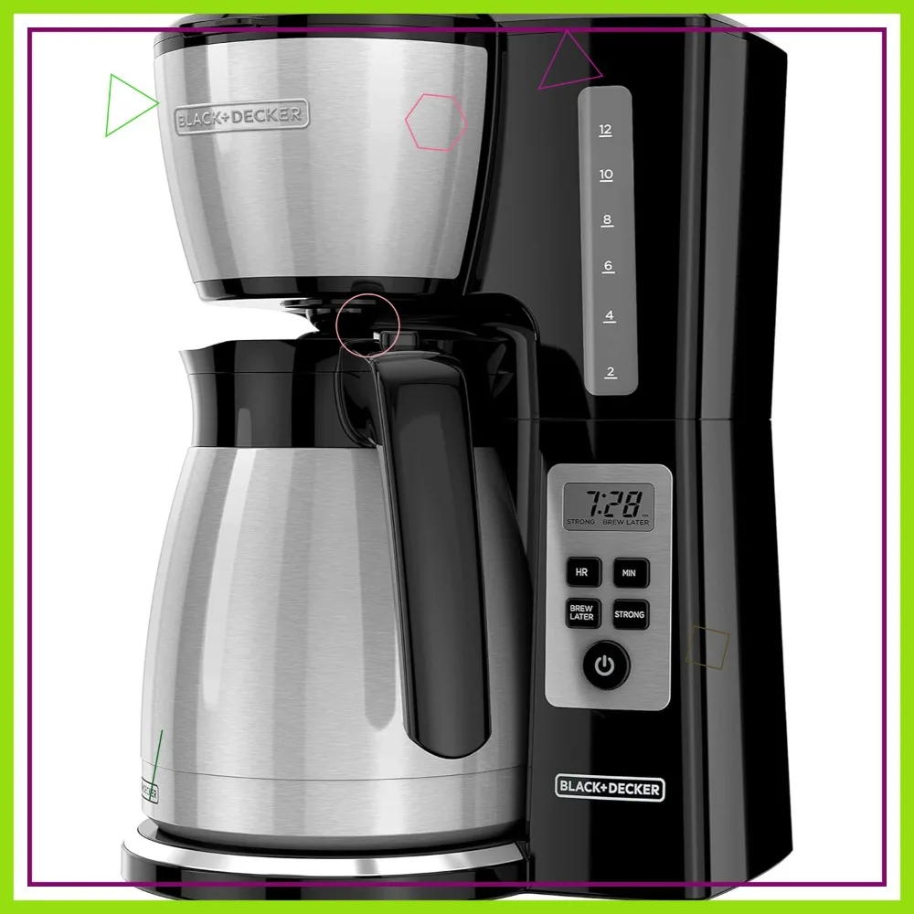 12 Cup Thermal Programmable Coffee Maker with Vortex Brew Technology, Black/Steel
12 Cup Thermal Programmable Coffee Maker with Vortex Brew Technology, Black/Steel