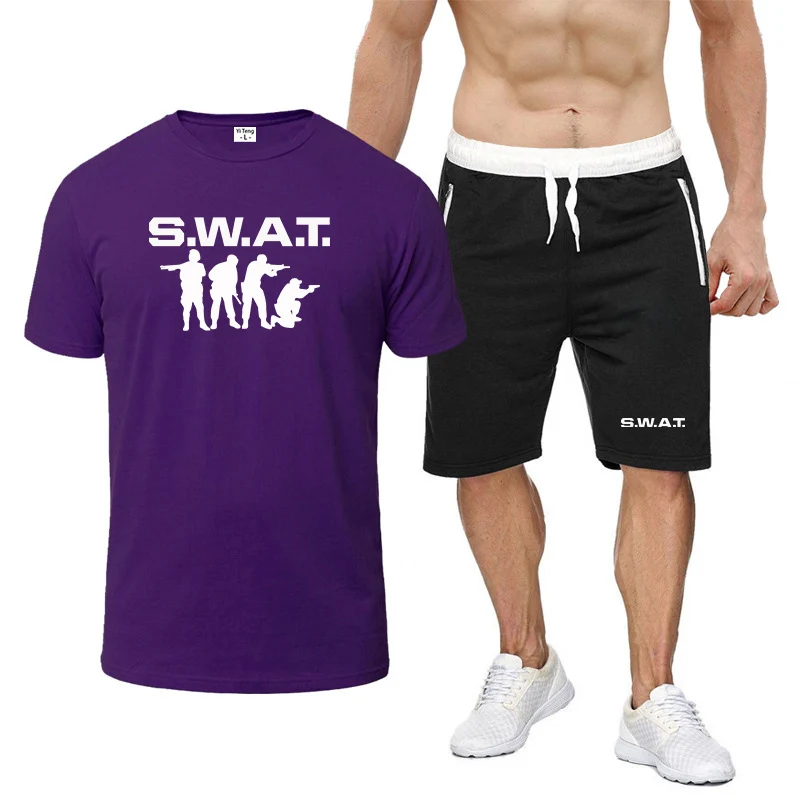 SWAT The men's short-sleeved set with a round neckline and short sleeves plus sports shorts is suitable for summer
SWAT The men's short-sleeved set with a round neckline and short sleeves plus sports shorts is suitable for summer
