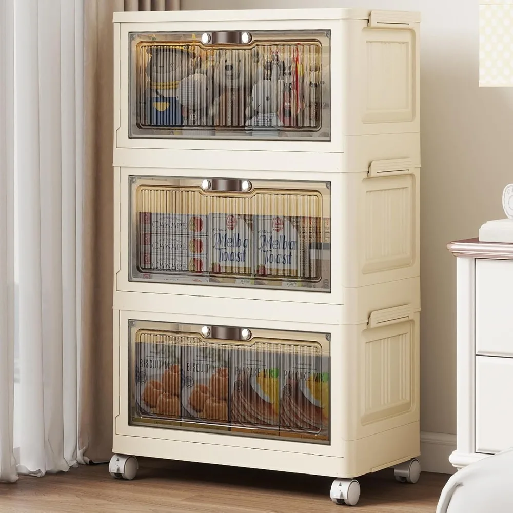 Collapsible 3-Tier Storage Bin with Doors, Wheels, and Lids for 48 Quart Capacity
Collapsible 3-Tier Storage Bin with Doors, Wheels, and Lids for 48 Quart Capacity