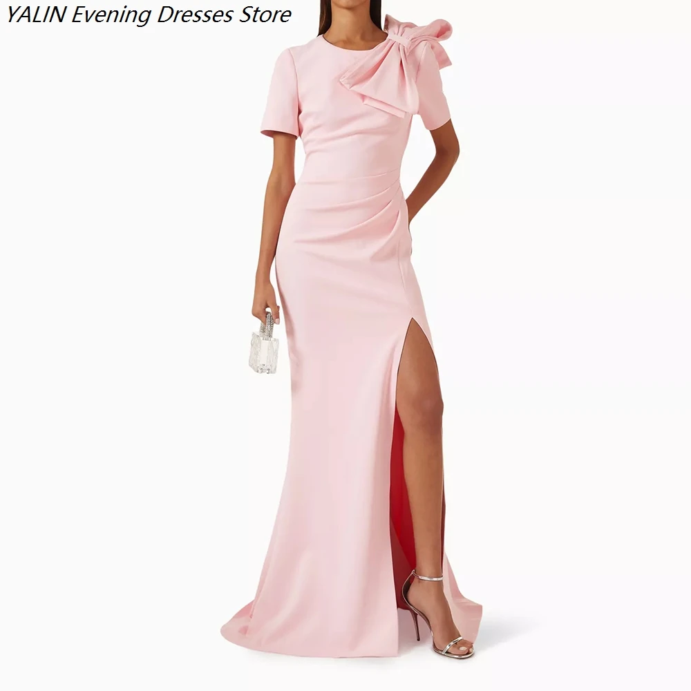 Women's Mermaid Evening Dresses Floor-length O-neck Short Sleeve Prom Dresses Fashion Stole Side-split Draped Customized Gowns
Women's Mermaid Evening Dresses Floor-length O-neck Short Sleeve Prom Dresses Fashion Stole Side-split Draped Customized Gowns