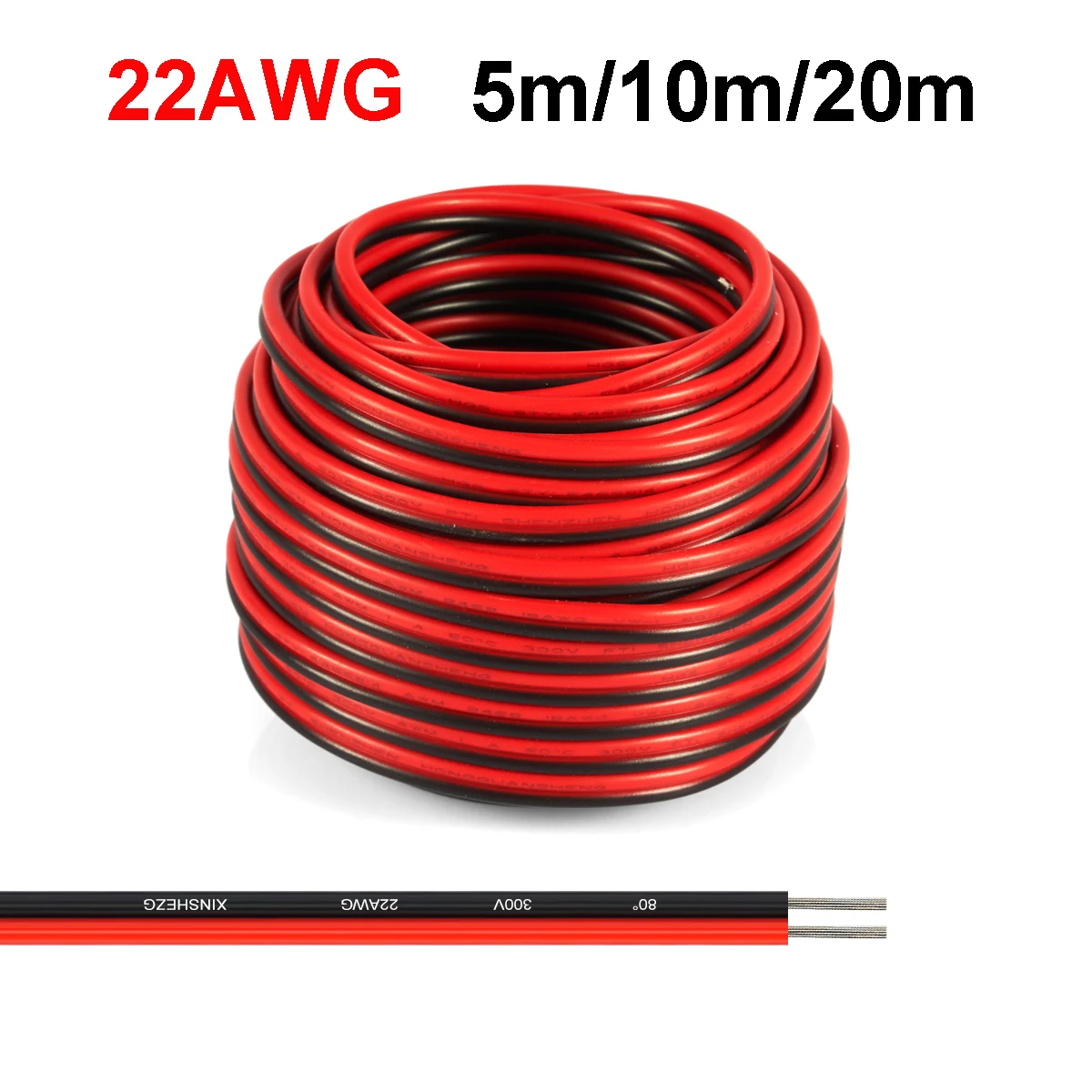 22AWG 20 meters 2Pin Electrical Wire Tinned Copper PVC Insulated Red Black Cable For Single Color LED Strip Light Extension Wire
22AWG 20 meters 2Pin Electrical Wire Tinned Copper PVC Insulated Red Black Cable For Single Color LED Strip Light Extension Wire