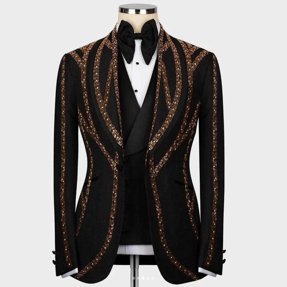 Роскошные костюмы с бриллиантами и камнями, мужские формальные вечерние смокинги для жениха, свадьбы, куртка с шалью и лацканами, жилет, брюки, 3-х предметная мужская одежда по индивидуальному заказу
Роскошные костюмы с бриллиантами и камнями, мужские формальные вечерние смокинги для жениха, свадьбы, куртка с шалью и лацканами, жилет, брюки, 3-х предметная мужская одежда по индивидуальному заказу