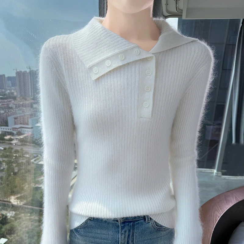 Модный дизайн, норковый кашемировый пуловер с воротником на пуговицах, вязаный свитер для женщин зимы 2025, облегающий и теплый свитер
Модный дизайн, норковый кашемировый пуловер с воротником на пуговицах, вязаный свитер для женщин зимы 2025, облегающий и теплый свитер