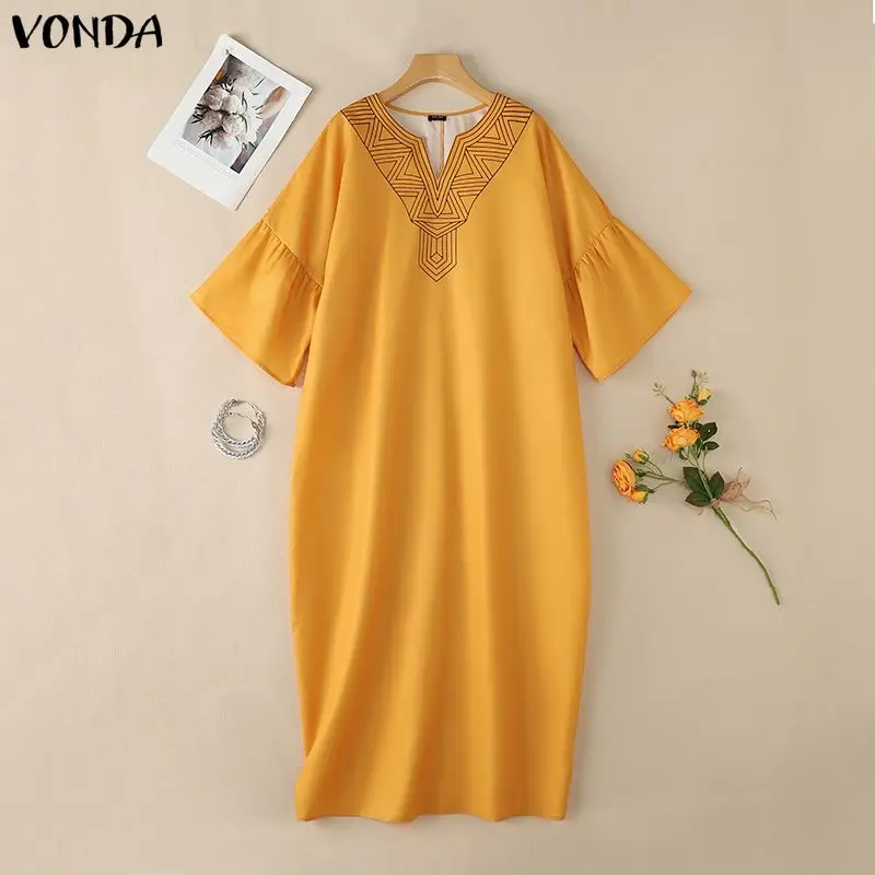 Plus Size VONDA Summer Party Dresses Elegant Women Ruffled Sleeve Maxi Dress Printed Bohemian Beach Sundress Casual Loose Robe
Plus Size VONDA Summer Party Dresses Elegant Women Ruffled Sleeve Maxi Dress Printed Bohemian Beach Sundress Casual Loose Robe