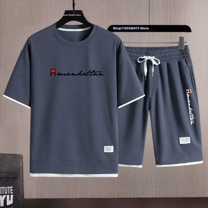 Summer casual breathable sports jogging suit men's fashion printed T-shirt + shorts two-piece gym fitness outdoor training suit
Summer casual breathable sports jogging suit men's fashion printed T-shirt + shorts two-piece gym fitness outdoor training suit
