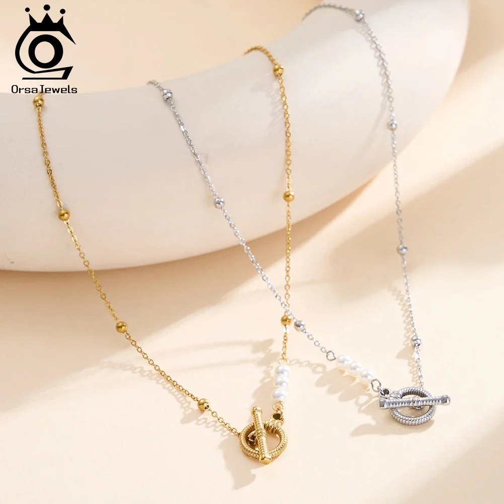 ORSA JEWELS Stainless Steel Fashion OT Pendant Necklace for Women Shell Pearl Beaded Chain Neck Chain Daily Jewelry STKN11
ORSA JEWELS Stainless Steel Fashion OT Pendant Necklace for Women Shell Pearl Beaded Chain Neck Chain Daily Jewelry STKN11