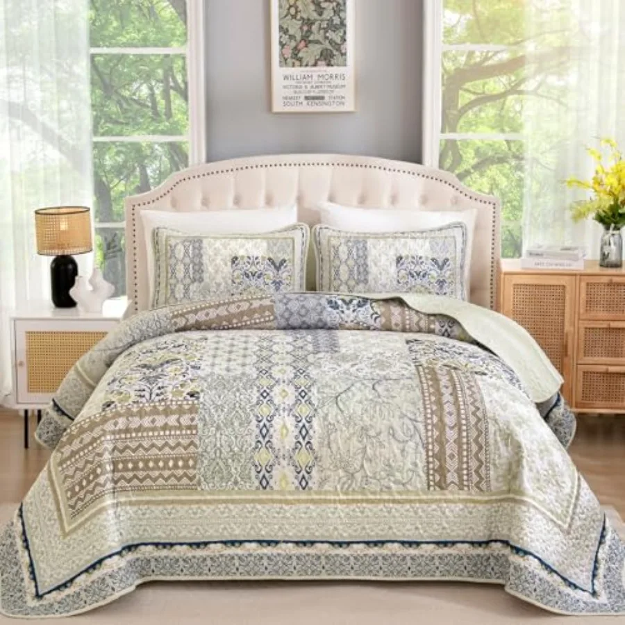 Boho Quilt Set 3 Pieces Patchwork Bedspread Coverlet Set Soft Lightweight Microfiber Bohemian Floral Pattern Bedding Set for Al
Boho Quilt Set 3 Pieces Patchwork Bedspread Coverlet Set Soft Lightweight Microfiber Bohemian Floral Pattern Bedding Set for Al