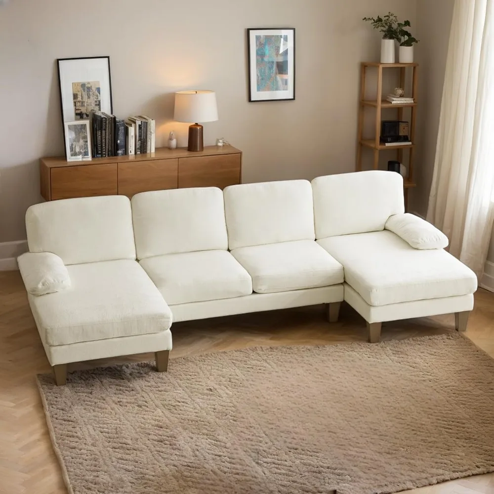 U-Shape Sectional Sofa Couch 111" Modern 4-Seat Sofa with Chaises Chenille Fabric Upholstered Covertible Couch
U-Shape Sectional Sofa Couch 111" Modern 4-Seat Sofa with Chaises Chenille Fabric Upholstered Covertible Couch