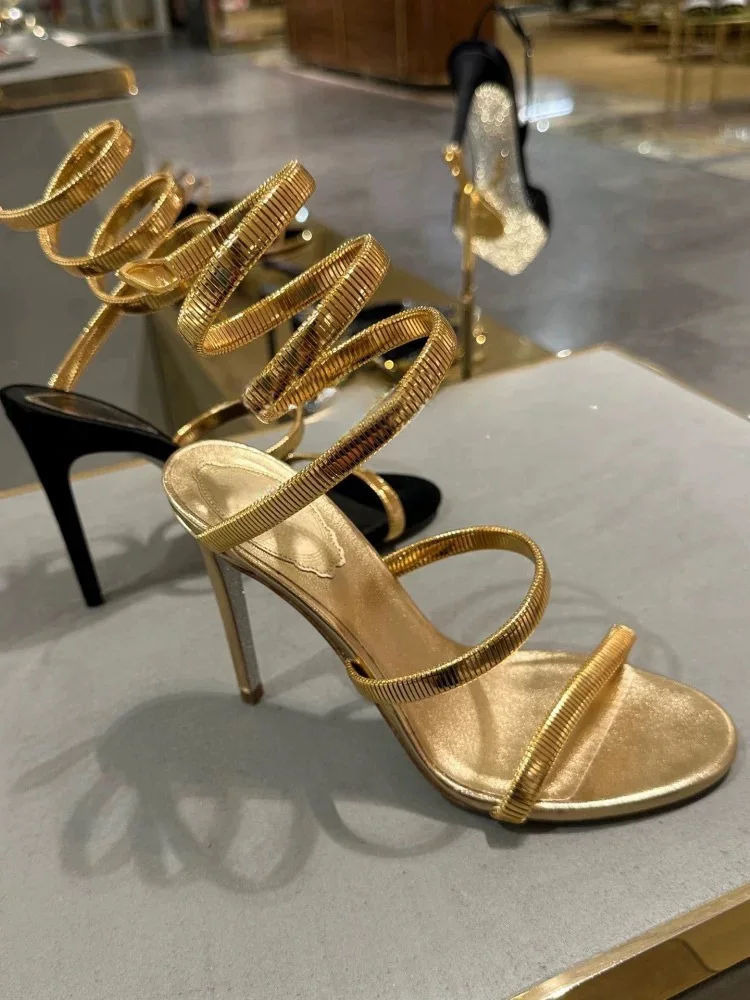 Spring/Summer Women's Gold Snake-Wrap High Heels Round Open Toe Thin Heel Luxurious Elegant Evening Party Sandals
Spring/Summer Women's Gold Snake-Wrap High Heels Round Open Toe Thin Heel Luxurious Elegant Evening Party Sandals