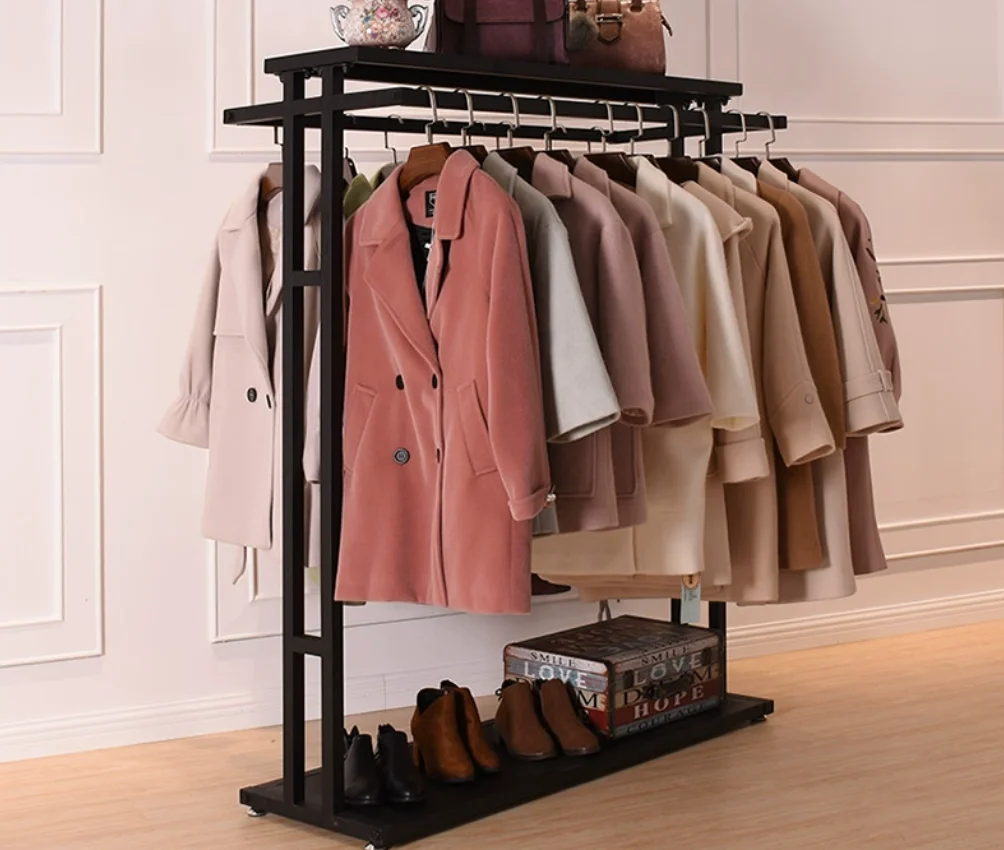 Clothing store display shelf, double row shelf, women's clothing store, double bar clothing shelf, middle display shelf
Clothing store display shelf, double row shelf, women's clothing store, double bar clothing shelf, middle display shelf