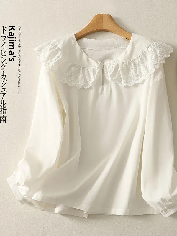 Sweet Style Women's Shirt Spring Season Cotton Material Long Sleeve Loose Fit Design Doll Collar Top for plus Size Ladies
Sweet Style Women's Shirt Spring Season Cotton Material Long Sleeve Loose Fit Design Doll Collar Top for plus Size Ladies