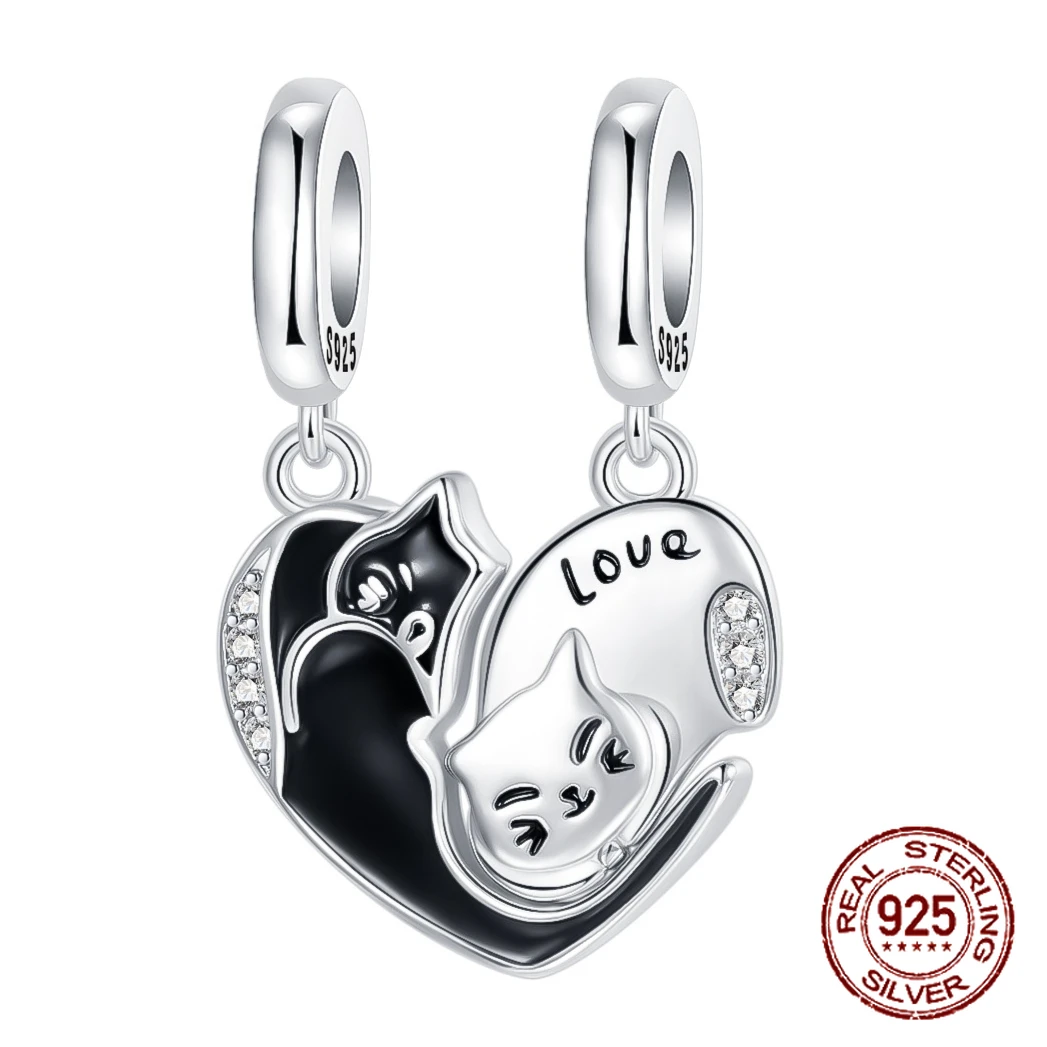 925 Sterling Silver Guardian Luck Luna Purity Black and White Cat Pendant Fit Original Charm Bracelets Women DIY Jewelry Gift 
925 Sterling Silver Guardian Luck Luna Purity Black and White Cat Pendant Fit Original Charm Bracelets Women DIY Jewelry Gift