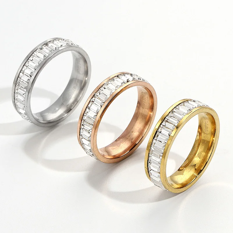 New Iced Out Cubic Zirconia Ring 6mm Womens Gold/Silver Color Stainless Steel Wedding Band Rings for Women Fashion Jewelry Gift
New Iced Out Cubic Zirconia Ring 6mm Womens Gold/Silver Color Stainless Steel Wedding Band Rings for Women Fashion Jewelry Gift