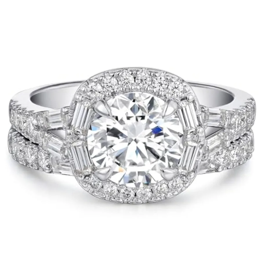 Moissanite Round Halo Wedding Ring Sets For Women Vintage Engagement Ring 925 Sz 5
Moissanite Round Halo Wedding Ring Sets For Women Vintage Engagement Ring 925 Sz 5