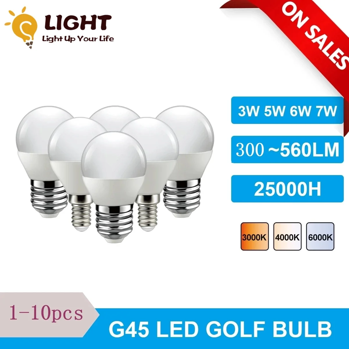 1-10PCS Led Golf Bulb G45 3W 5W 6W 7W E14 E27 220V 3000K 4000K 6000k Lamp Light For Home Decoration
1-10PCS Led Golf Bulb G45 3W 5W 6W 7W E14 E27 220V 3000K 4000K 6000k Lamp Light For Home Decoration