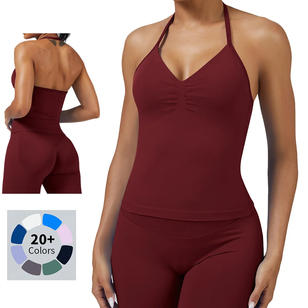 Solid Color Seamless Longline Strappy Gym Top Backless Gym Clothes Women Scrunch Built-in Bra Cups Yoga Tank Tops
Solid Color Seamless Longline Strappy Gym Top Backless Gym Clothes Women Scrunch Built-in Bra Cups Yoga Tank Tops