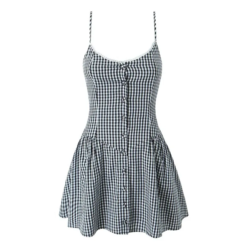 Withered 2026 Spring Women's Fashion Sexy Hot Girl Plaid Button Slim Fit Suspender Dress Party Dresses Vestidos Women's Dress
Withered 2026 Spring Women's Fashion Sexy Hot Girl Plaid Button Slim Fit Suspender Dress Party Dresses Vestidos Women's Dress