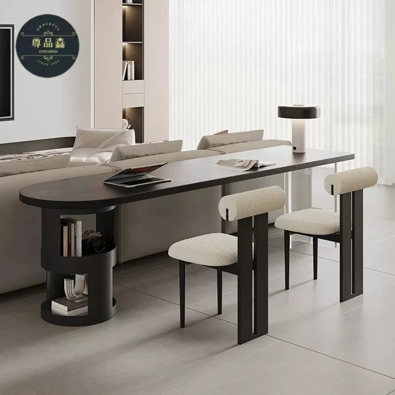HYS black solid wood desk Italian minimalist home office computer desk horizontal hall sofa back double long table book table
HYS black solid wood desk Italian minimalist home office computer desk horizontal hall sofa back double long table book table