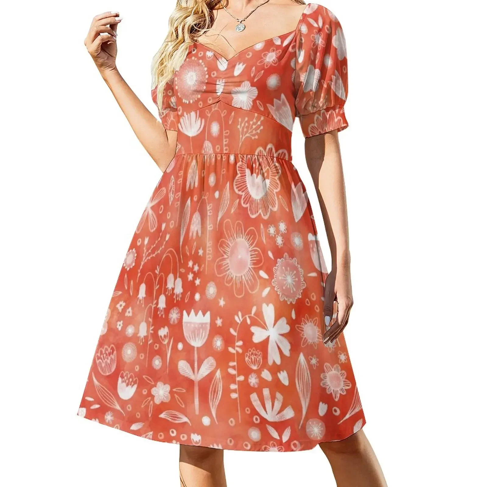 White Flowers on Coral Short-Sleeved Dress sensual sexy dress for women women party dresses Dance dresses festival outfit women
White Flowers on Coral Short-Sleeved Dress sensual sexy dress for women women party dresses Dance dresses festival outfit women