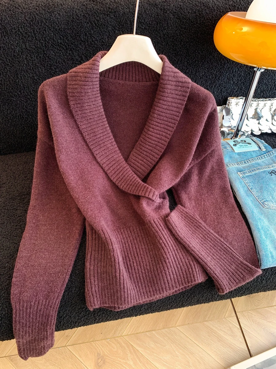 Ele V-Ne Long Sve Knitted Sweater Women's ort Sle Slimming Design Autumn Faion Commute Thi Warm Fing Top
Ele V-Ne Long Sve Knitted Sweater Women's ort Sle Slimming Design Autumn Faion Commute Thi Warm Fing Top