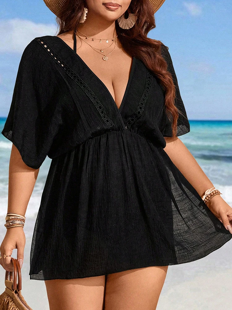 Summer Women Plus Size Bikini Cover Ups Sexy Ladies Chiffon Swimwear Swimsuit Beach Black Sleeve Cover-Up Mini Dress Beachwear
Summer Women Plus Size Bikini Cover Ups Sexy Ladies Chiffon Swimwear Swimsuit Beach Black Sleeve Cover-Up Mini Dress Beachwear