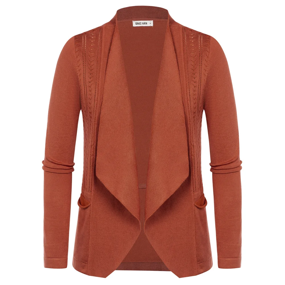 GK Women Casual Jackets solid Spring Hollowed-Out Textured Cardigan Lapel Collar Open Front Outwear Sweater Streetwear
GK Women Casual Jackets solid Spring Hollowed-Out Textured Cardigan Lapel Collar Open Front Outwear Sweater Streetwear