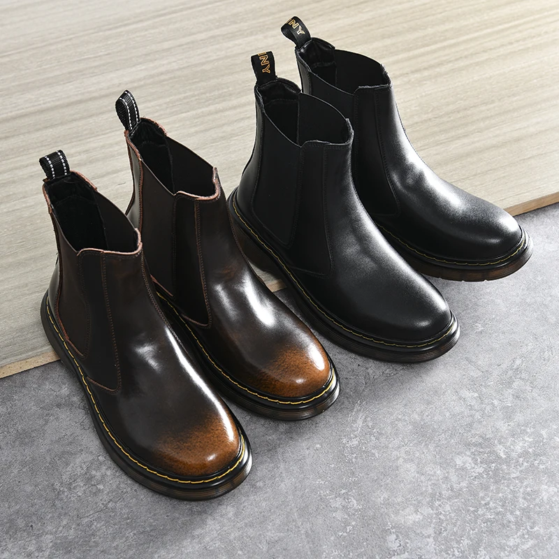 Classic Retro Chelsea Short Boots Men's High Help Casual Shoes Leather Worktail Goods Autumn Winter Fashionable round Toe
Classic Retro Chelsea Short Boots Men's High Help Casual Shoes Leather Worktail Goods Autumn Winter Fashionable round Toe