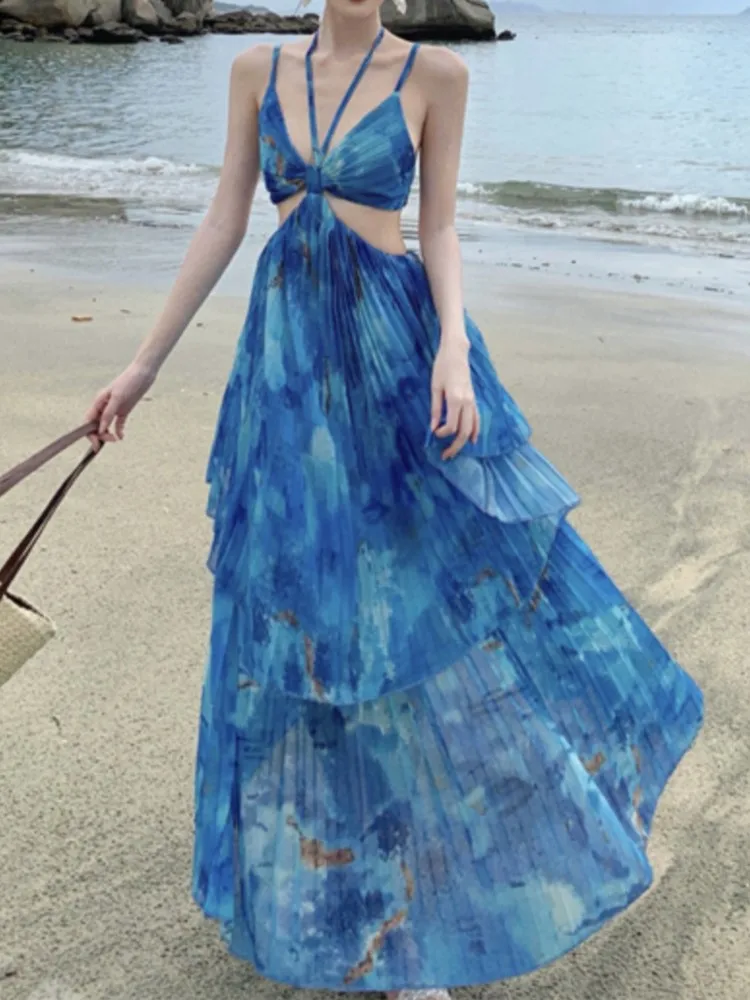 Sexy Floral Women Halter Sleeveless Midi Dress Elegant Casual A-Line Beach Holiday Clothes Female Print Long Robe New Vestidos
Sexy Floral Women Halter Sleeveless Midi Dress Elegant Casual A-Line Beach Holiday Clothes Female Print Long Robe New Vestidos