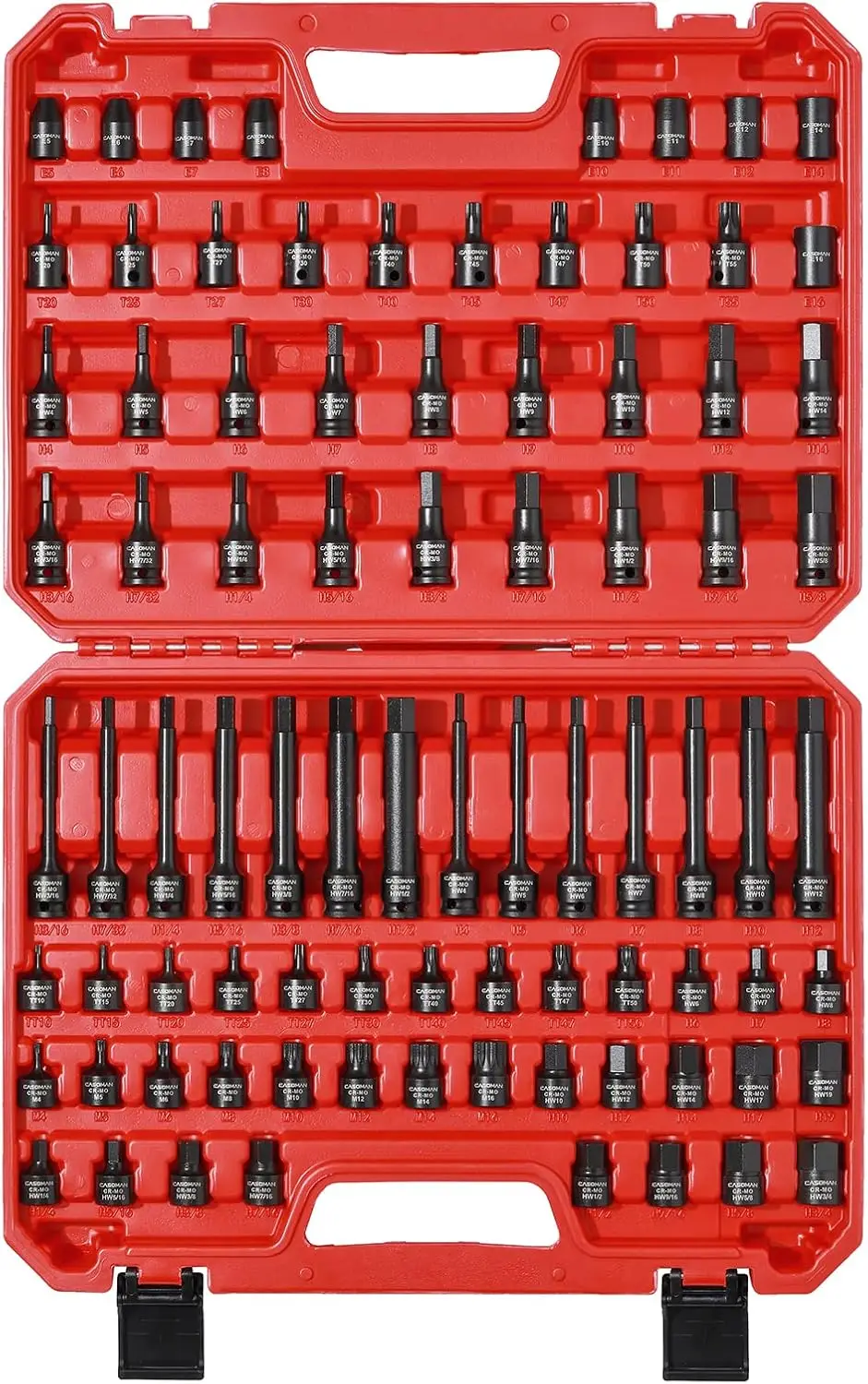 84 Pcs 3/8" Drive Hex & Torx Bit Impact Socket Set, CR-MO, SAE/Metric, Impact Grade
84 Pcs 3/8" Drive Hex & Torx Bit Impact Socket Set, CR-MO, SAE/Metric, Impact Grade
