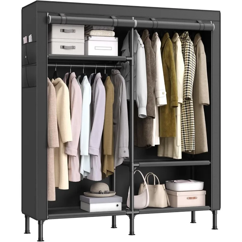 65 Inch Heavy Duty Portable Closet, Freestanding Closet Organizer, Clothes Rack with Cover, 2 Hanging Rails, 3 Shelves
65 Inch Heavy Duty Portable Closet, Freestanding Closet Organizer, Clothes Rack with Cover, 2 Hanging Rails, 3 Shelves