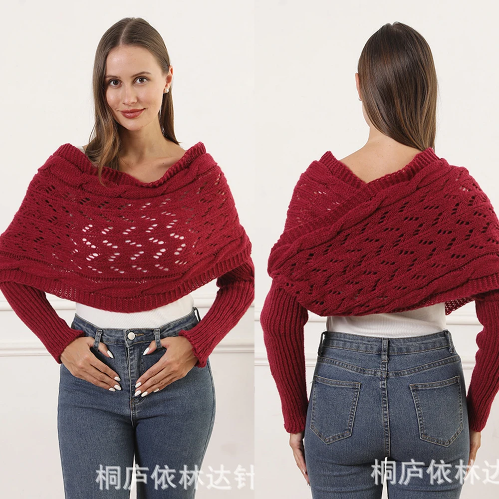 Multifunctional Women's Winter Scarf with Long Sleeves Warm Autumn Knitted Shawl Wrap Solid Color Chunky Wrap Scarf Cape 
Multifunctional Women's Winter Scarf with Long Sleeves Warm Autumn Knitted Shawl Wrap Solid Color Chunky Wrap Scarf Cape