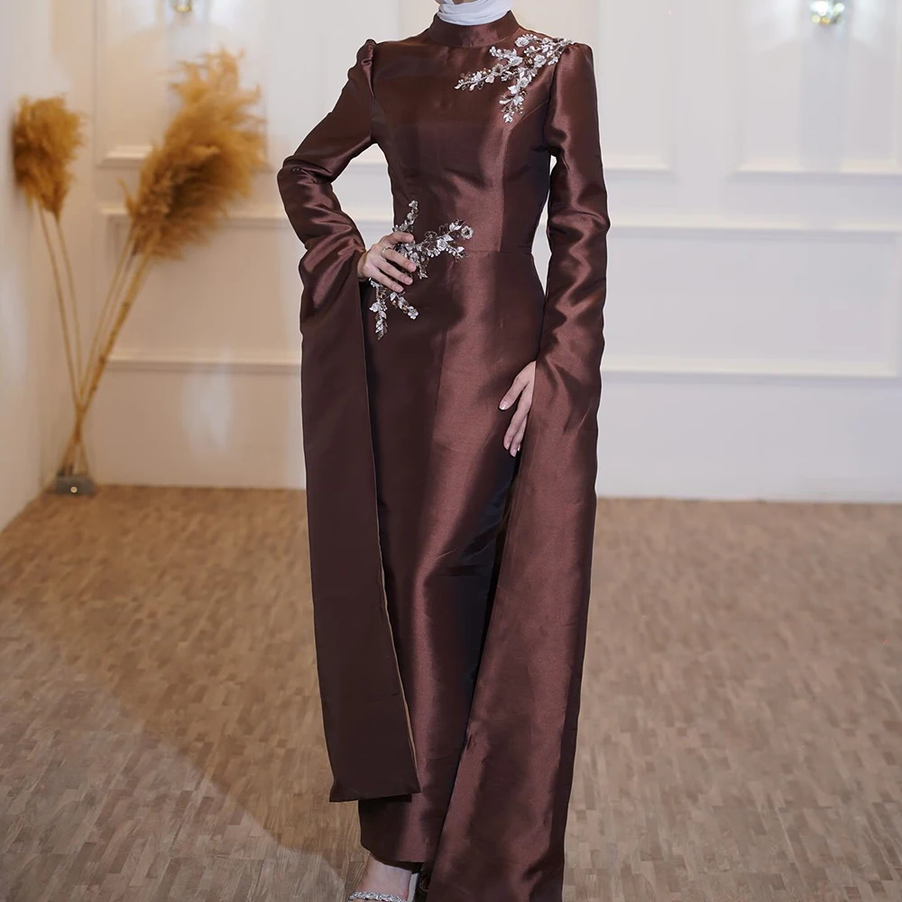 Customized Straight Evening Dresses Ankle-length High-neck Full Sleeve Prom Gown Simple Fashion Flowers Casual Party Gown
Customized Straight Evening Dresses Ankle-length High-neck Full Sleeve Prom Gown Simple Fashion Flowers Casual Party Gown