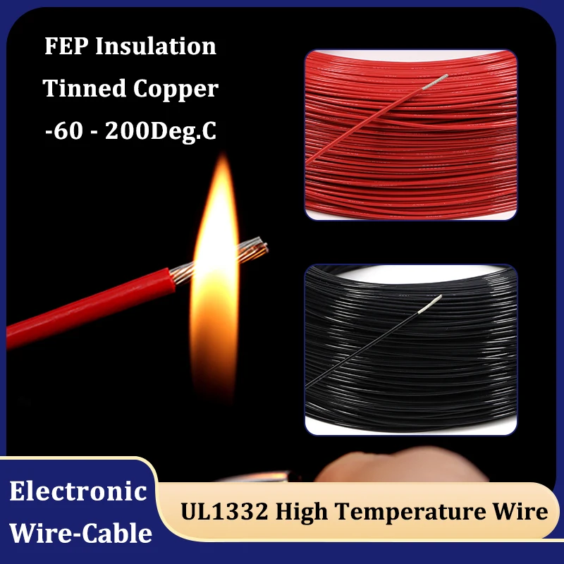 1 ~ 50m High Temperature UL1332 PTFE Wire Black Red 30 28 26 24 22 20 18 16 14 13 12 11 10AWG FEP Insulated Tinned Copper Cable
1 ~ 50m High Temperature UL1332 PTFE Wire Black Red 30 28 26 24 22 20 18 16 14 13 12 11 10AWG FEP Insulated Tinned Copper Cable