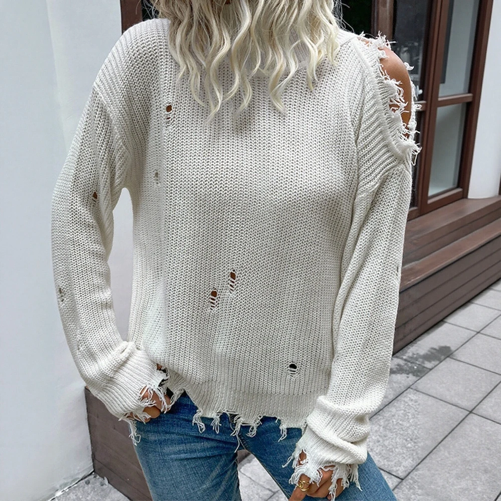 Women's Autumn Sweater Long Sleeve Crew Neck Plain Casual Ripped Regular Fit Fashion
Women's Autumn Sweater Long Sleeve Crew Neck Plain Casual Ripped Regular Fit Fashion