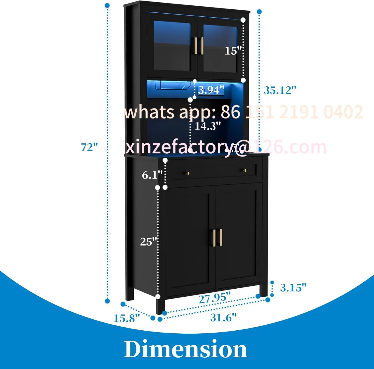 Customizable Black Kitchen Pantry Cabinet with LED Light, Power Outlets & Microwave Shelf, 72' Storage Cabinet
Customizable Black Kitchen Pantry Cabinet with LED Light, Power Outlets & Microwave Shelf, 72' Storage Cabinet