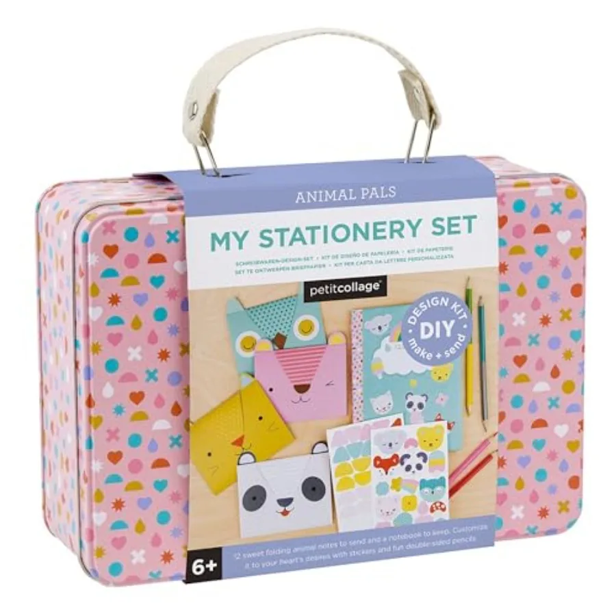Petit Collage DIY Arts and Crafts Kit, Stationery Design Craft Kit for Includes 12 Animal Notecards, 1 Blank Journal, 2 Sticker
Petit Collage DIY Arts and Crafts Kit, Stationery Design Craft Kit for Includes 12 Animal Notecards, 1 Blank Journal, 2 Sticker