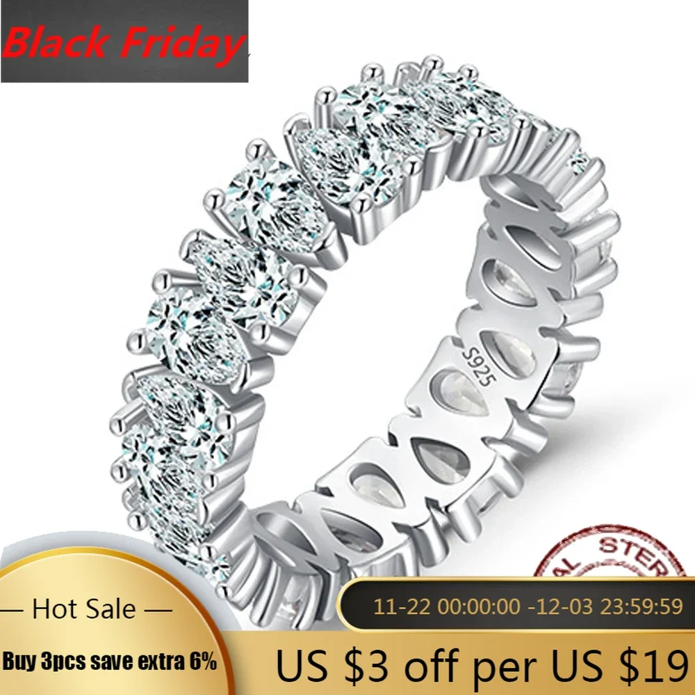 Trumium Real 925 Sterling Silver Full Water Drop Cubic Zirconia Eternity Rings for Women 6mm Stackable Wedding Band Fine Jewelry
Trumium Real 925 Sterling Silver Full Water Drop Cubic Zirconia Eternity Rings for Women 6mm Stackable Wedding Band Fine Jewelry