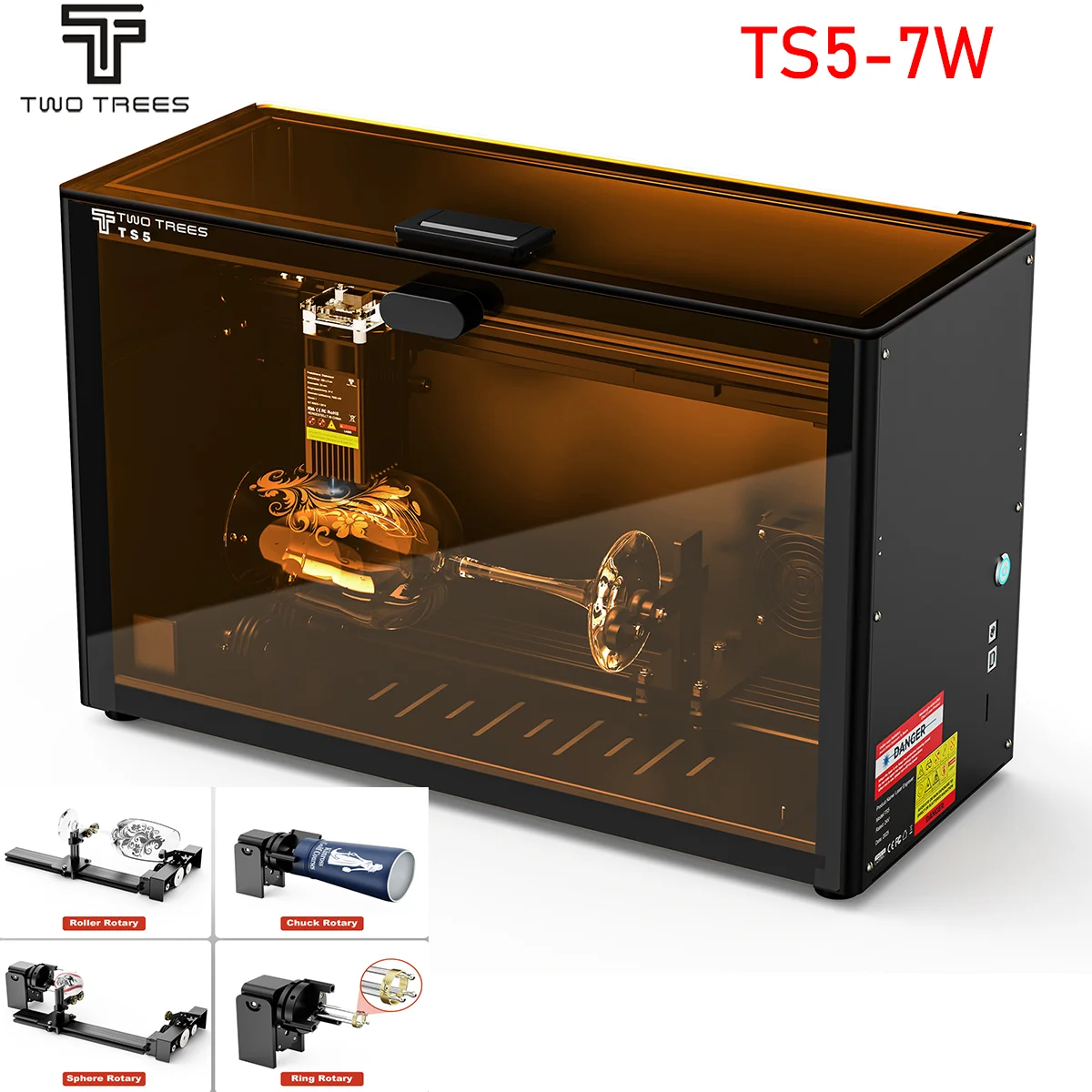 Two Trees Enclosed TS5-7W Laser Engraving Machine, 4-in-1 Rotary Roller Engraving, Suitable for Water Rings/Cups/Glass/Spheres
Two Trees Enclosed TS5-7W Laser Engraving Machine, 4-in-1 Rotary Roller Engraving, Suitable for Water Rings/Cups/Glass/Spheres