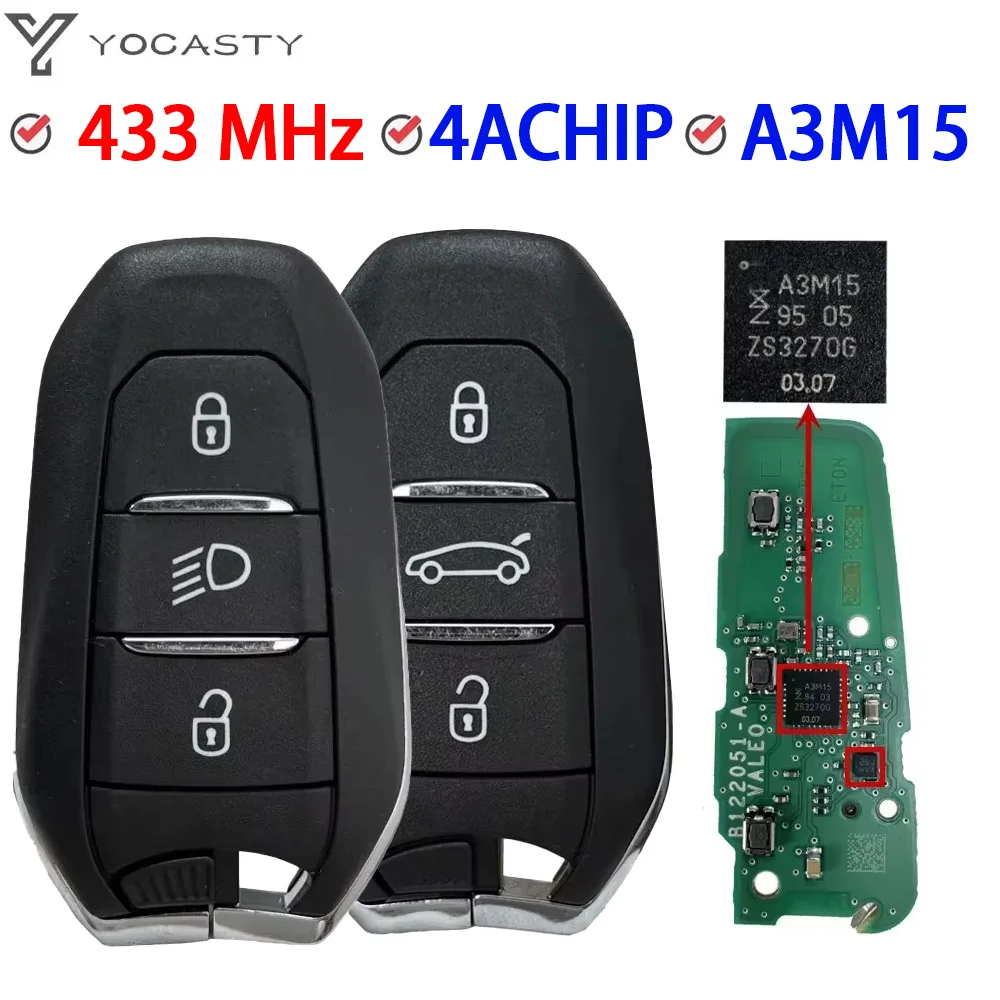 YOCASTY OEM Smart Remote Car Key 4A Chip 433MHz IM3A A3M15 For Peugeot 307 308 3008 508 5008 Citroen C3 C4 For Opel Vauxhall
YOCASTY OEM Smart Remote Car Key 4A Chip 433MHz IM3A A3M15 For Peugeot 307 308 3008 508 5008 Citroen C3 C4 For Opel Vauxhall