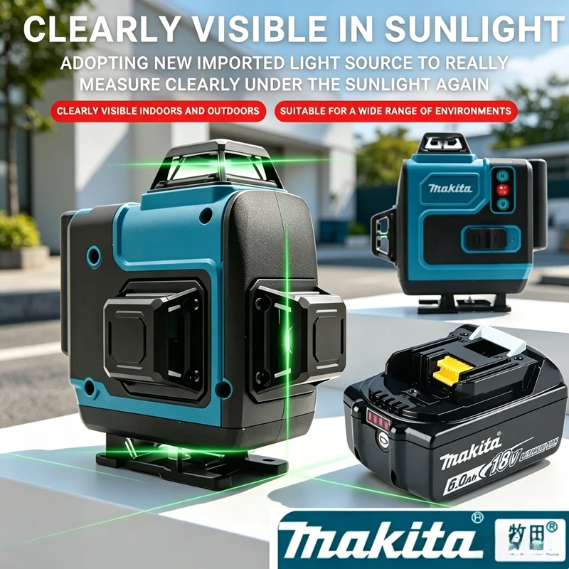 Makita Green Laser Level: 4×360° Lines,5000mAh Battery,Self-Leveling & Manual Modes,8H Runtime for Construction & Layout Work
Makita Green Laser Level: 4×360° Lines,5000mAh Battery,Self-Leveling & Manual Modes,8H Runtime for Construction & Layout Work